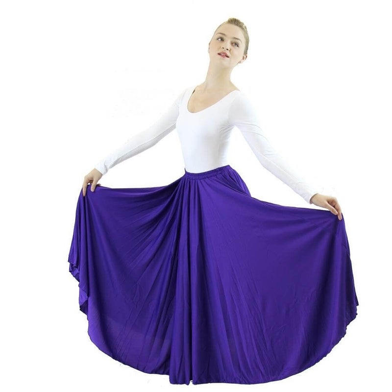Danzcue Womens Long Full Circle Dance Skirt, Deep Purple, S-M - Image 1